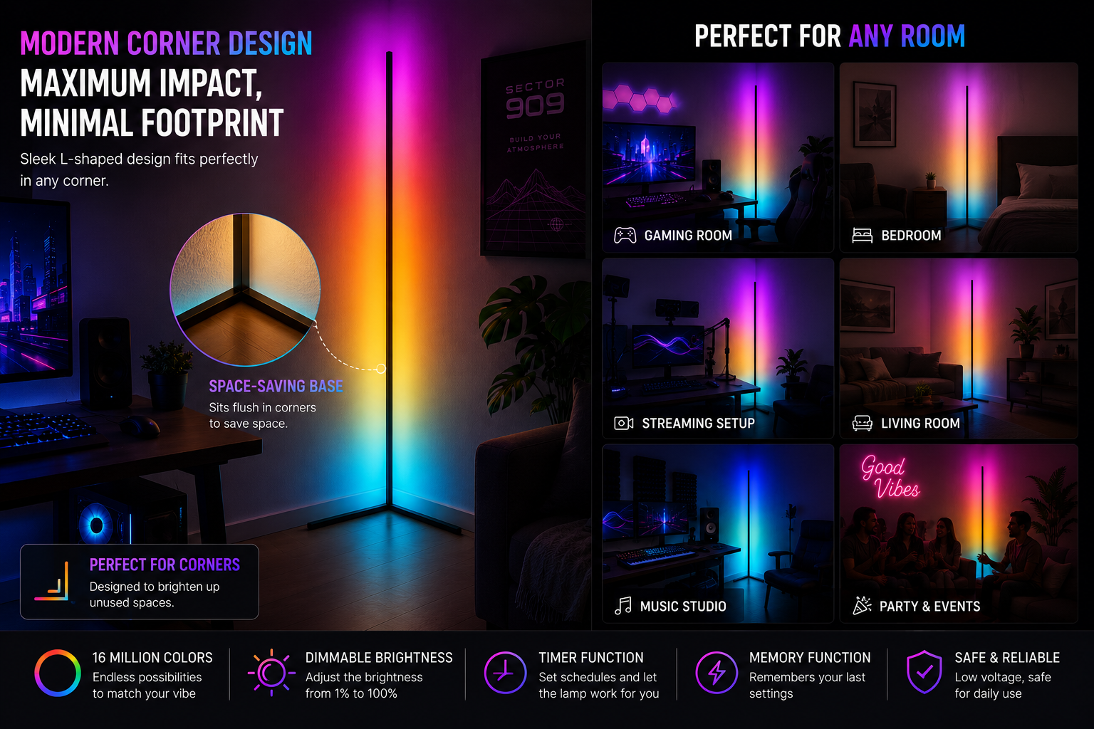 Sector 909 Dream Color Corner Lamp