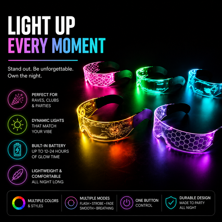 Sector 909 Neon Vision LED Party Glasses