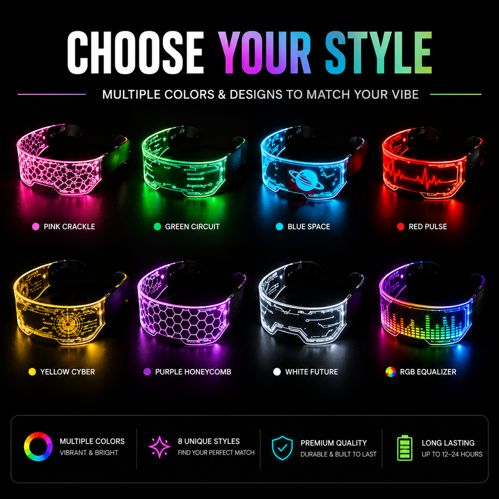Sector 909 Neon Vision LED Party Glasses