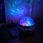 Sector 909 Cosmic Nebula Projector on a gaming desk